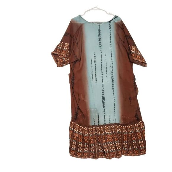 Soft Surroundings Women's Robe Cover Up Sheer Boho Embroidered Open Brown Blue - Picture 2 of 12